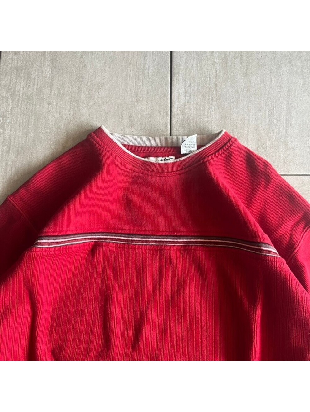 Point Zero Red Ribbed Crewneck Sweatshirt Size Large - Picture 3 of 9